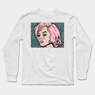 Pink Marilyn Crying Comic Girl Long Sleeve T-Shirt